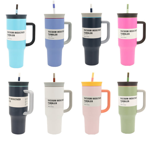 Kvinnenes vakuumisolerte drikkekopp med håndtak og sugerør Skanto