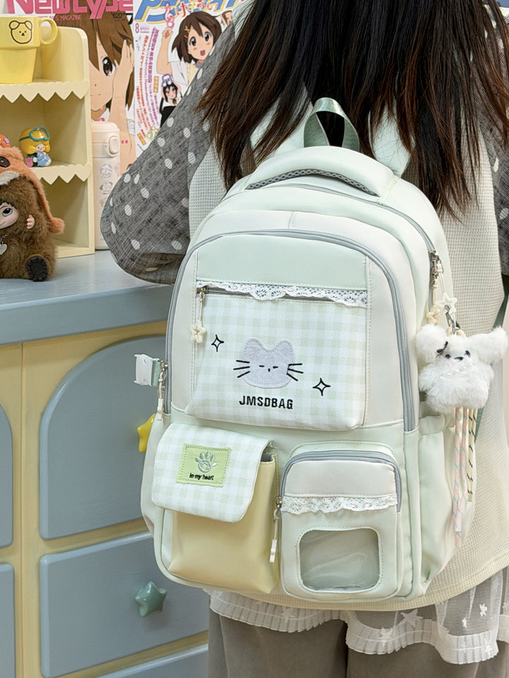 Anime-inspirert katte-tema skole ryggsekk