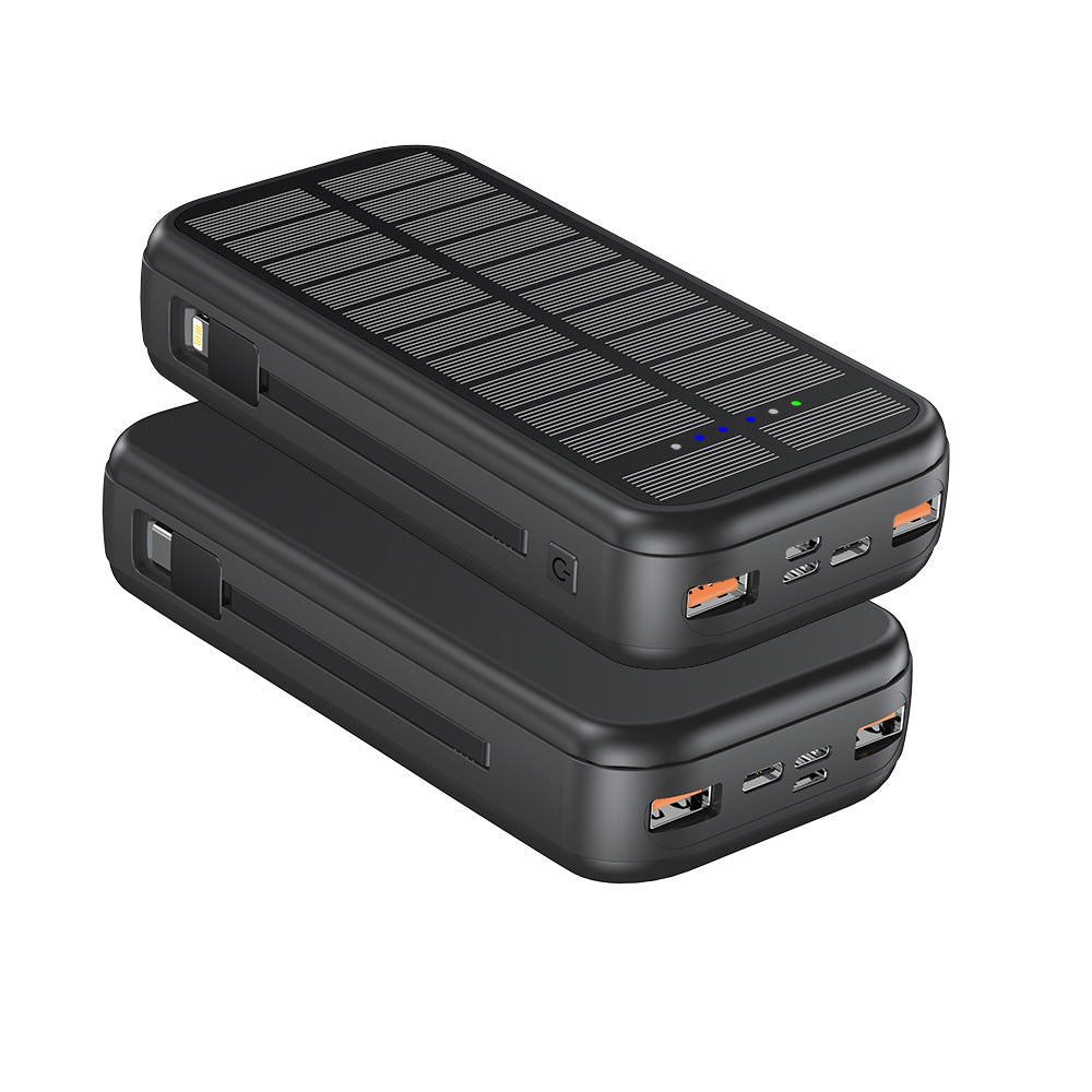 Solar Powerbank med Integrert Hurtigladingsfunksjon og Usb-C-kabel Skanto
