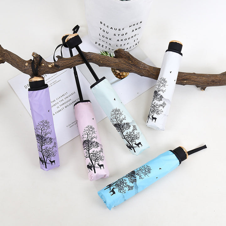 Damer Sammenleggbar Paraply med Kunstnerisk Naturdesign Skanto