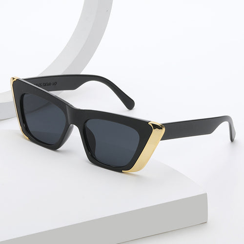 Dame moteriktig solbrille med firkantet ramme og luksuriøst fôr Skanto