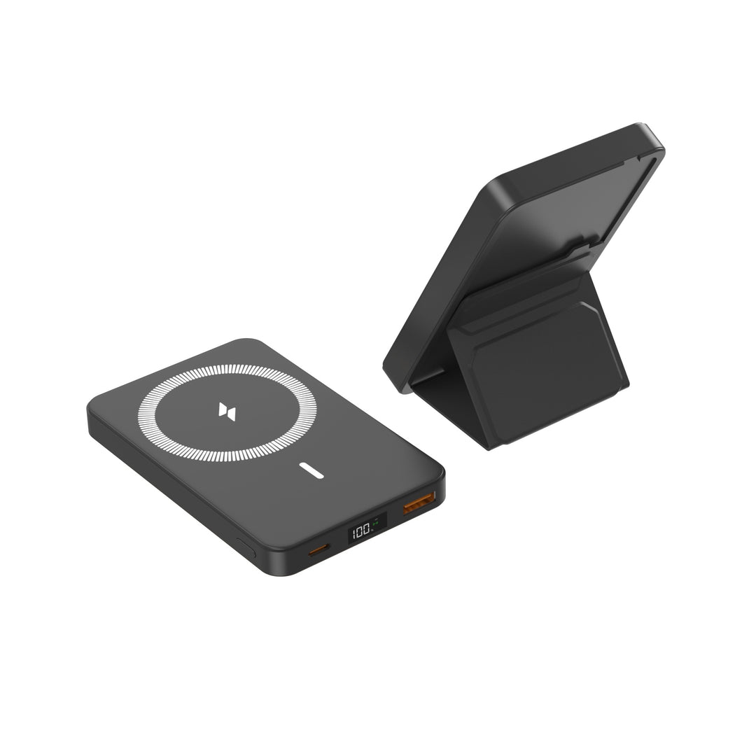 Bærbar Magsafe Powerbank med integrert stativ og digital effektindikator Skanto
