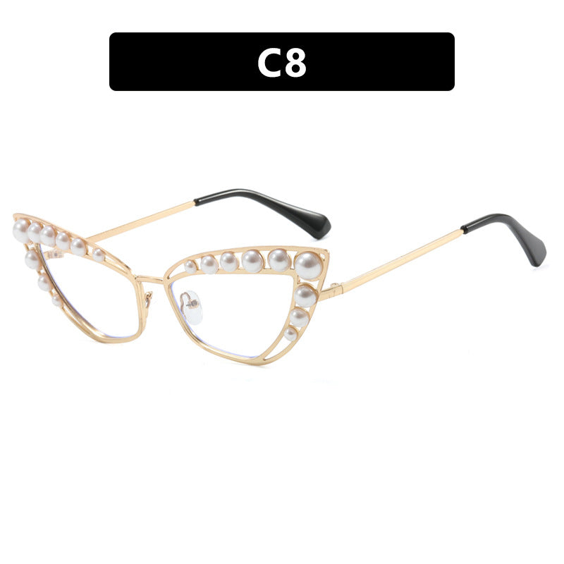 Women's Cat-Eye Sunglasses with Exclusive Pearl Embellished Frame Skanto