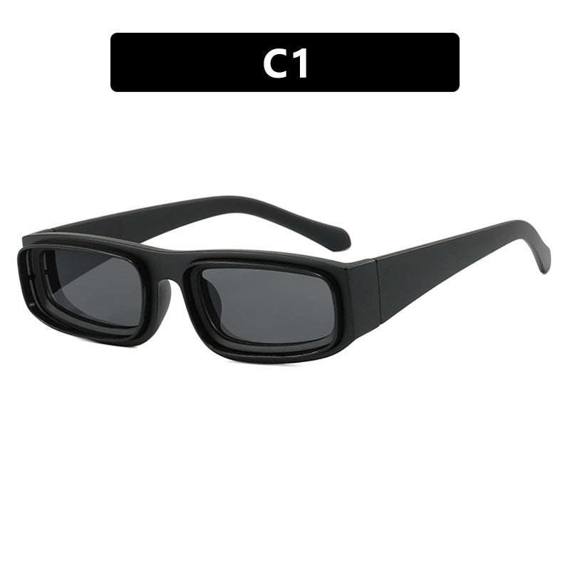 Women's trendy rectangular sunglasses with elegant color play Skanto