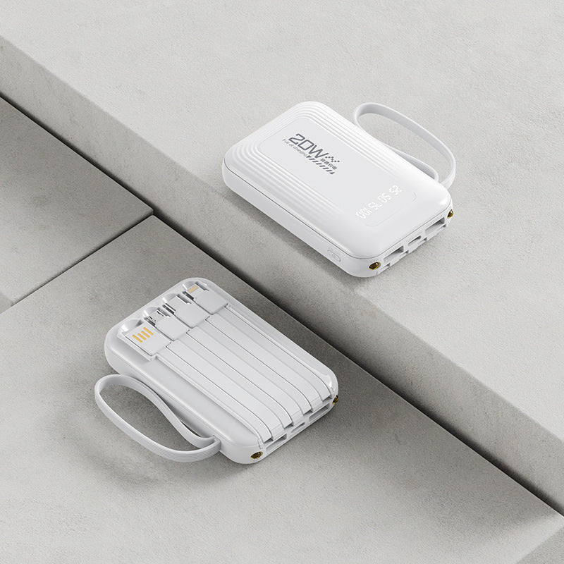 Bærbar Powerbank med integrert kabelsystem og LED-skjerm Skanto