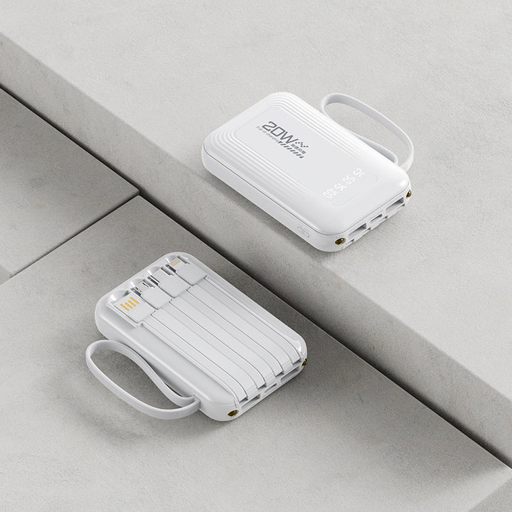 Bærbar Powerbank med integrert kabelsystem og LED-skjerm Skanto
