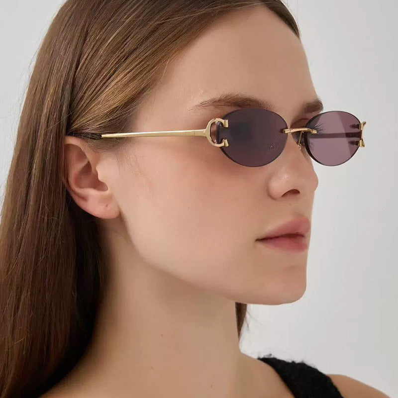 Women's elegant oval sunglasses with modern metal frame Skanto