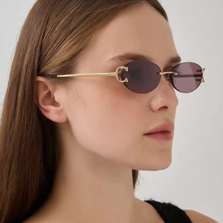 Women's elegant oval sunglasses with modern metal frame Skanto
