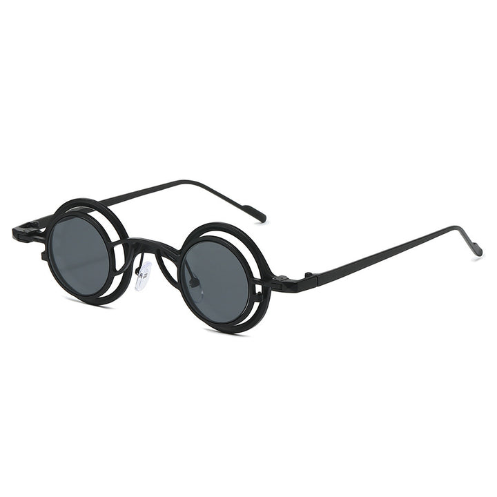 Dame Retro-Rundsolbrille med dobbel ramme Skanto