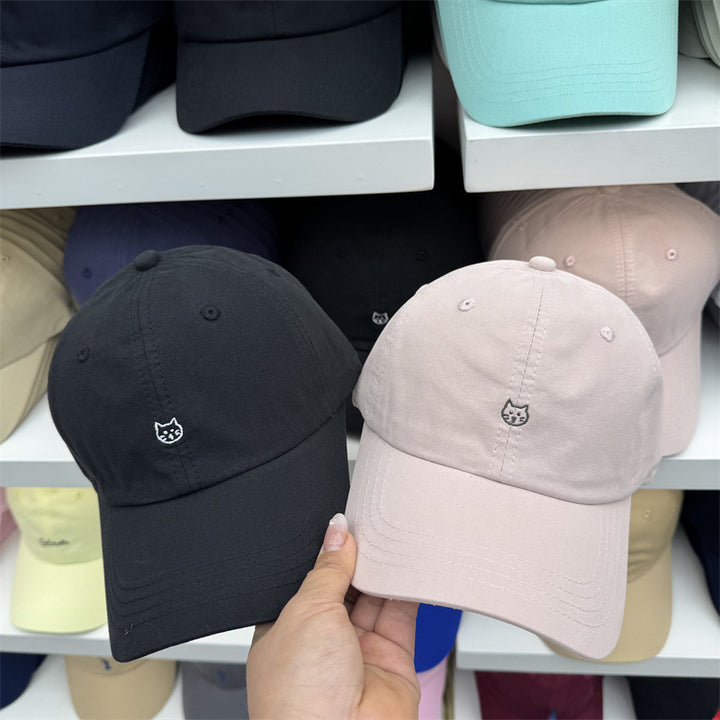 Kvinners katt-brodert bomull baseball cap Skanto