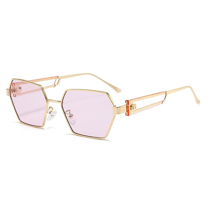 Dame Hexagon solbrille med luksuriøse metallakenter Skanto
