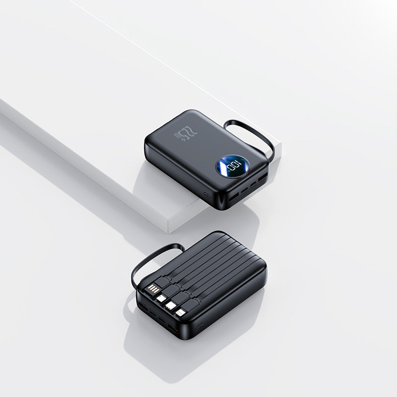 Bærbar Powerbank med innebygd digital kapasitetsvisning og fleksibel kabelhåndtering Skanto