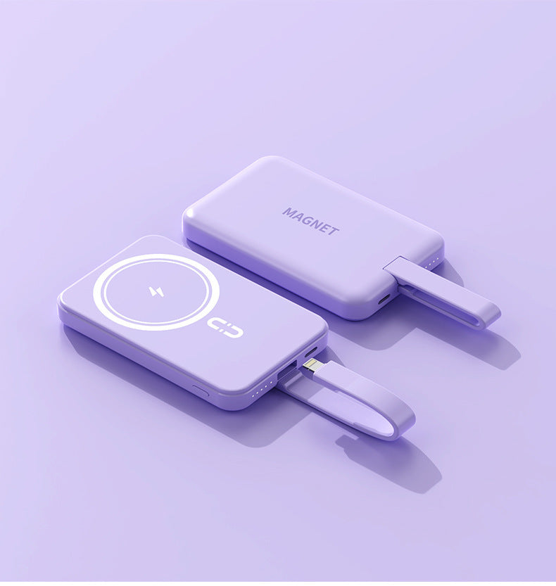 Magnetisk Powerbank med trådløs lad funksjon og integrert kablingssystem Skanto