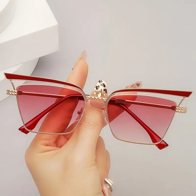 Women's square designer glasses with filigree metal frame Skanto