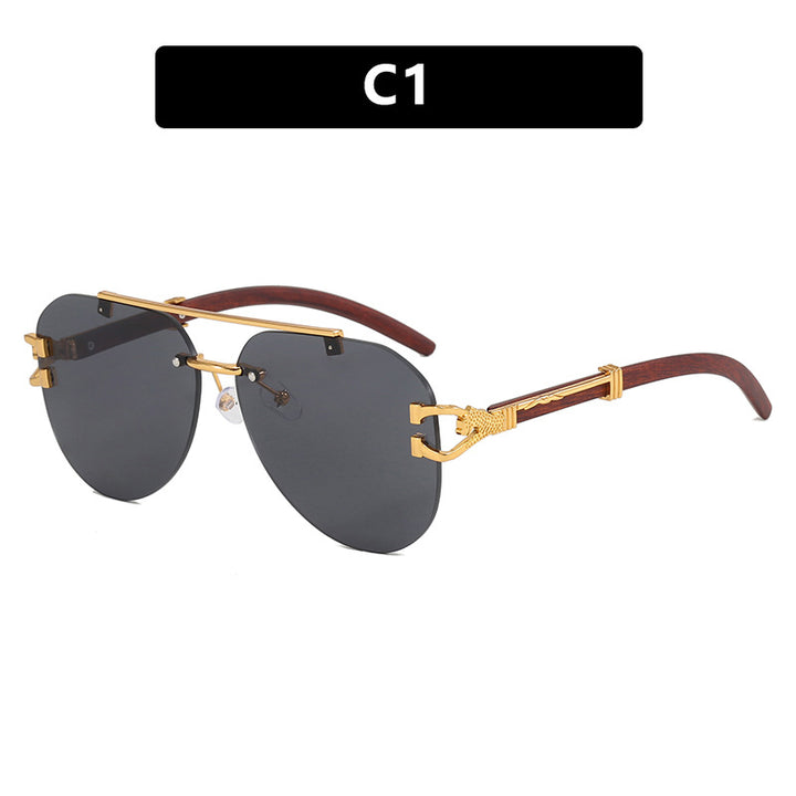 Women's Fashion Pilot Sunglasses with Luxurious Metal Accents and Wood Details Skanto