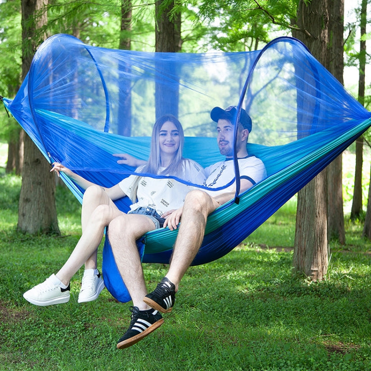 Skanto | Bærbar utendørs camping fullt automatisert nylon parachute hengekøye med myggnett, Størrelse: 290 x 140 cm (Army Green)