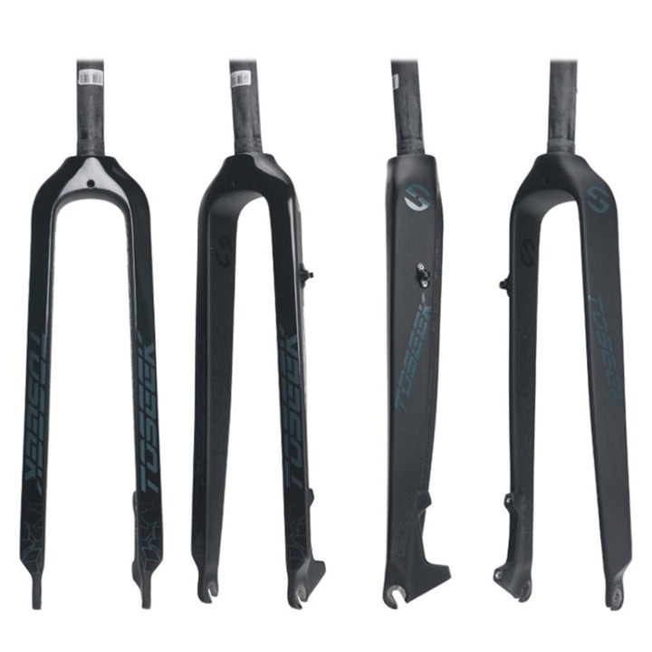 Skanto | TOSEEK Ultra Light 26 Tommer 385mm Terrengsykkel Full Karbon Gaffel Rett Rør Skivebrems (Svart)