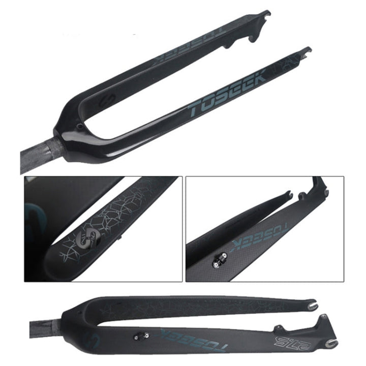 Skanto | TOSEEK Ultra Light 26 Tommer 385mm Terrengsykkel Full Karbon Gaffel Rett Rør Skivebrems (Svart)