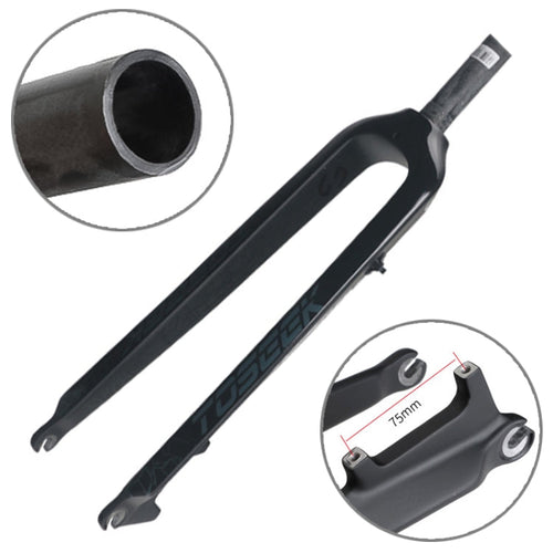 Skanto | TOSEEK Ultra Light 26 Tommer 385mm Terrengsykkel Full Karbon Gaffel Rett Rør Skivebrems (Svart)