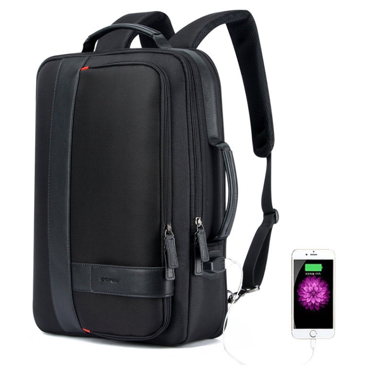 Skanto | Bopai 751-006561 Stor kapasitet forretningsavslappet pustende laptop ryggsekk med ekstern USB-port, Størrelse: 29 x 16 x 44 cm (Svart)
