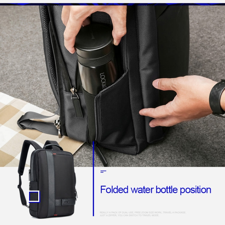 Skanto | Bopai 751-006561 Stor kapasitet forretningsavslappet pustende laptop ryggsekk med ekstern USB-port, Størrelse: 29 x 16 x 44 cm (Svart)