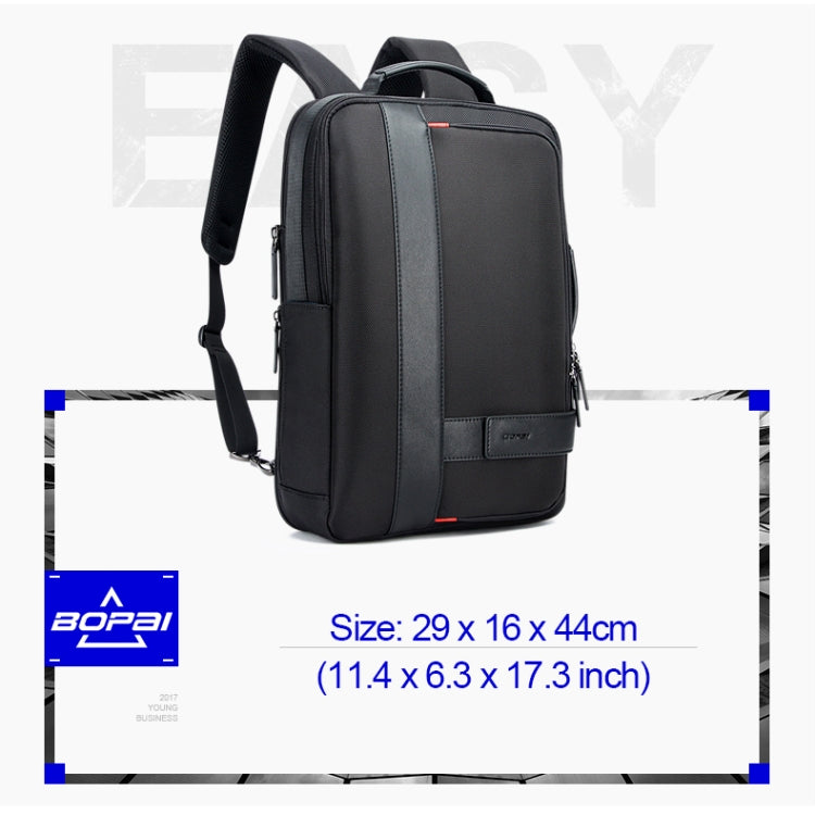 Skanto | Bopai 751-006561 Stor kapasitet forretningsavslappet pustende laptop ryggsekk med ekstern USB-port, Størrelse: 29 x 16 x 44 cm (Svart)