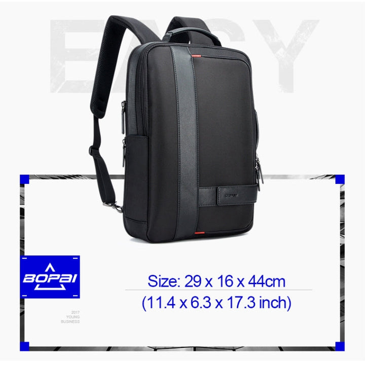 Skanto | Bopai 751-006561 Stor kapasitet forretningsavslappet pustende laptop ryggsekk med ekstern USB-port, Størrelse: 29 x 16 x 44 cm (Svart)