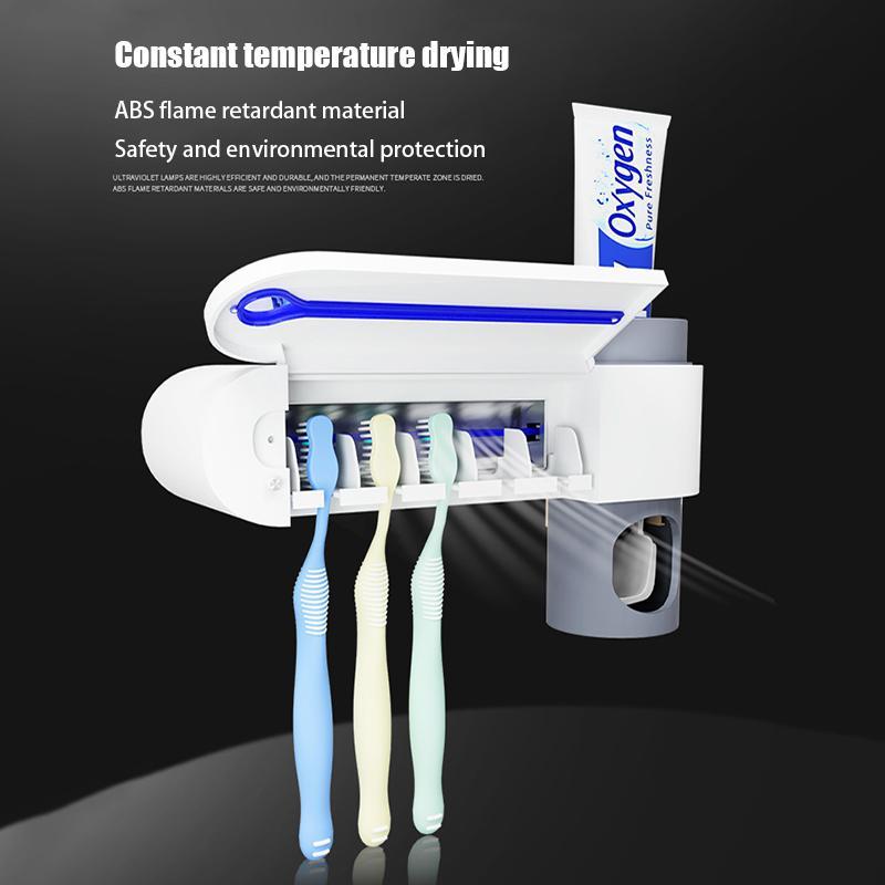 Skanto | IcoolGadget Antibakteri UV Tannbørsteholder Automatisk Tannkrem Dispenser Sterilisere Hjem Rengjør Sterilisere Baderoms Tilbehør Sett