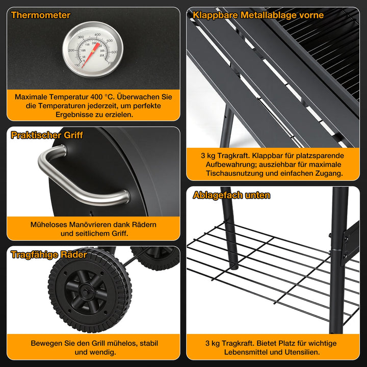 Offset Smoker Kullgrill med Side Firebox BBQ | Skanto