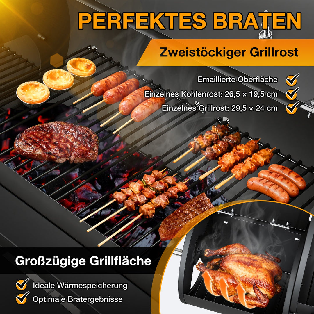 Offset Smoker Kullgrill med Side Firebox BBQ | Skanto