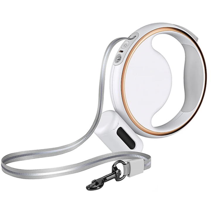 Skanto | AutoLeash Light – Automatisk hundebånd med LED og søppelbaneholder for trygge turer