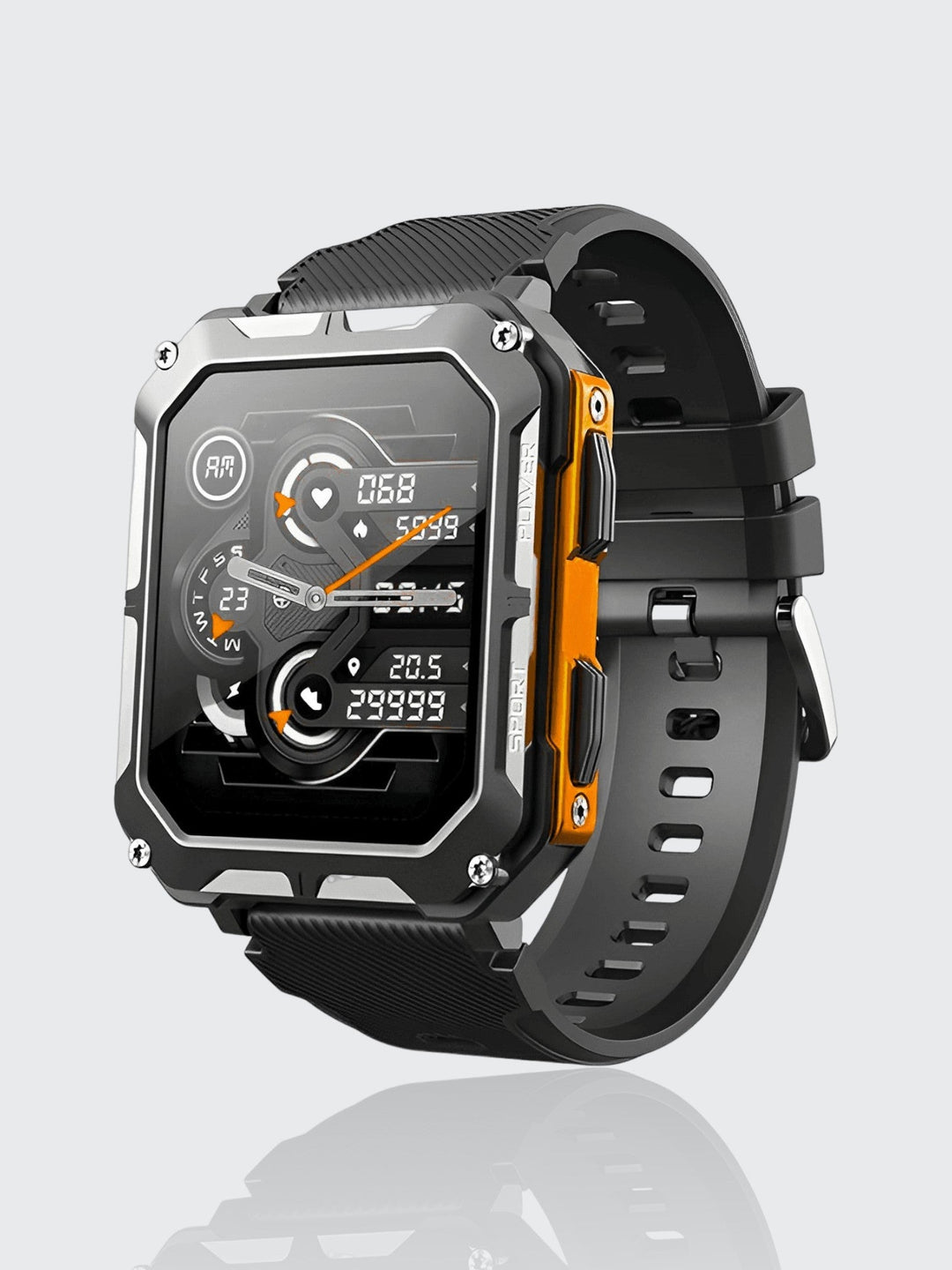 Indestructible Smartwatch med pulsmåler og 14 dagers batterilevetid – Vanntett og støtsikker for aktive profesjonelle | Skanto