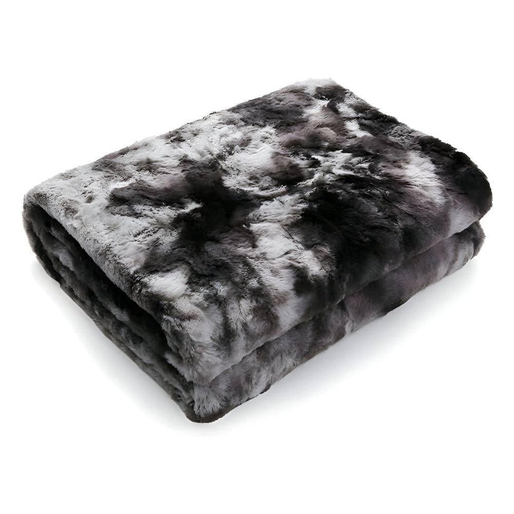 Skanto | Myk Velour Vinterpledd – Varm Korall Fleece Pledd i Batik Stil