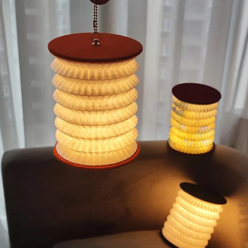 Japansk sammenleggbar bordlampe – Lantern lampe – USB ladbar – for soverom