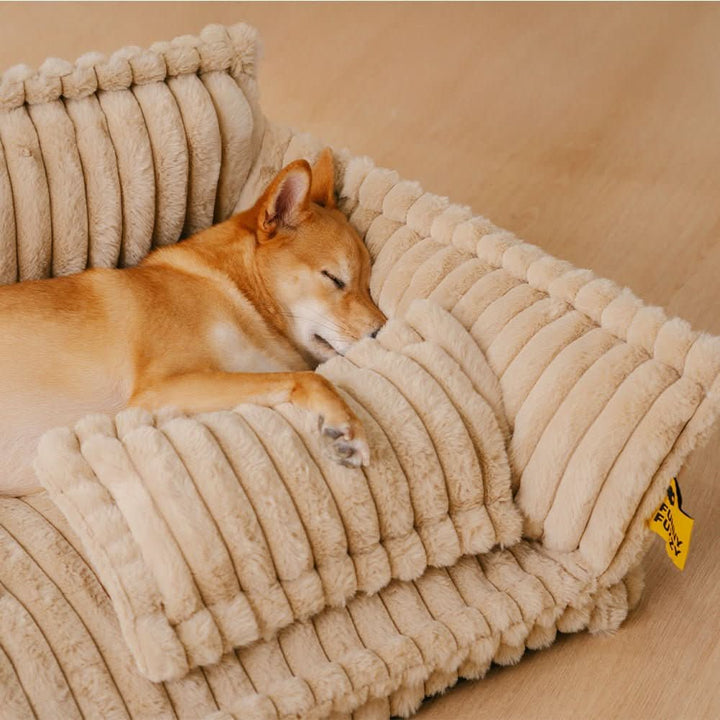 Skanto | DreamPaw ortopedisk hundeseng – Solid soveplasser med nakkestøtte og avtakbart trekk