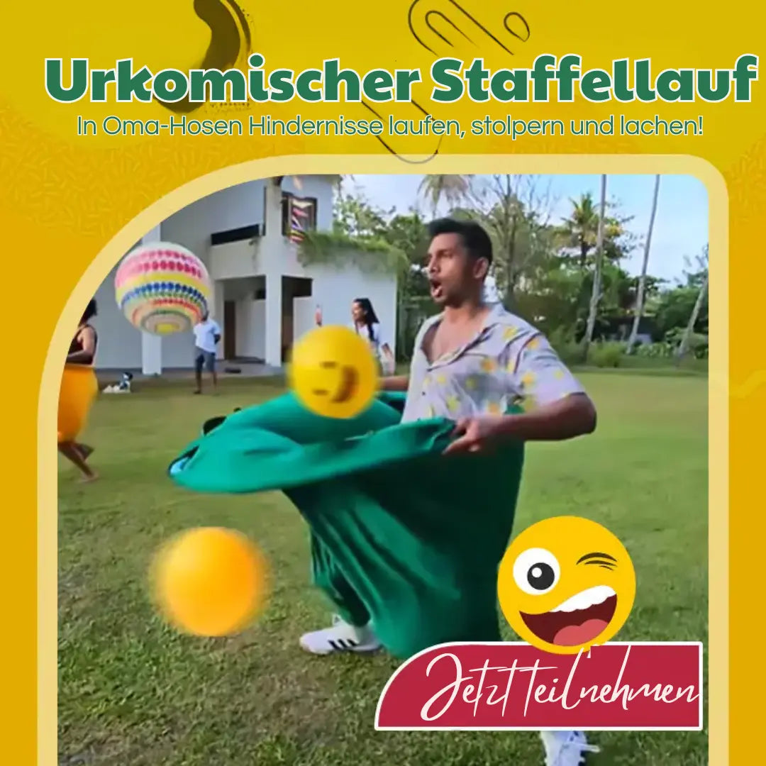 Utendørs fangstspill med kjempebukser for gruppemoro