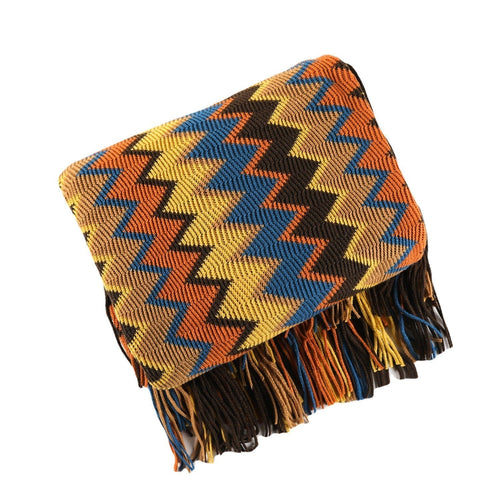 Skanto | Boho Chevron Duvet Cover – Håndvevd – Med Frynser – Varm Jordtoner