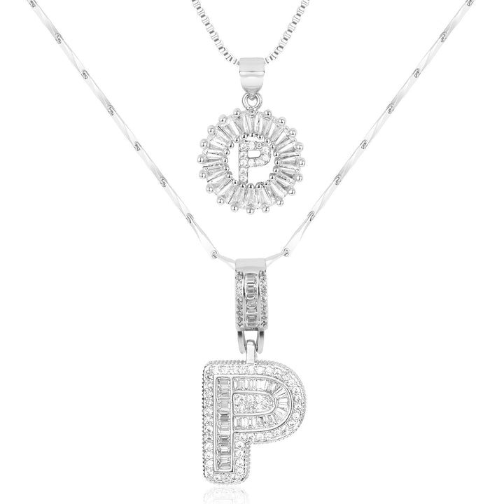 Skanto | 2pc 14k Diamant Bokstav Initial Halskjeder
