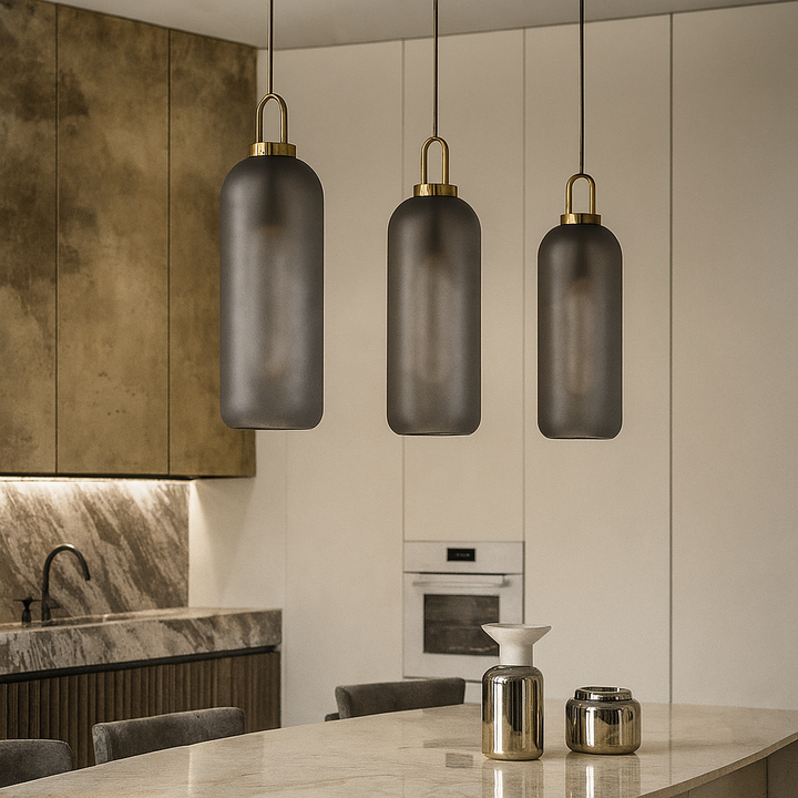 Røykfarget Glass Pendellampe – Industriell Taklampe for Kjøkken, Spisestue & Stue | Skanto