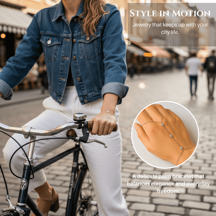 Skanto | Justerbar finger ringarmbånd laget av rustfritt stål med krystaller