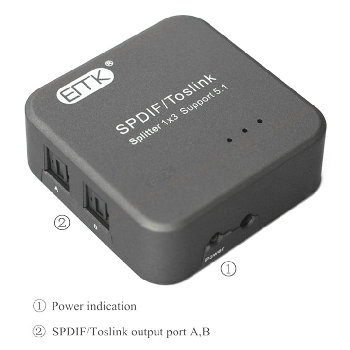 Skanto | EMK 1 Inngang 3 Utgang Digital Optisk Lyd SPDIF Toslink Splitter Adapter (Sølvgrå)