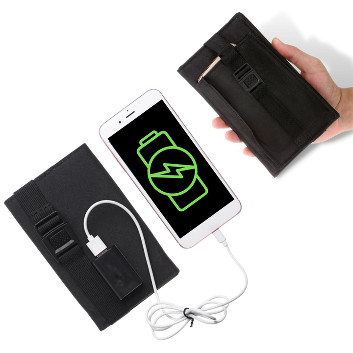 Bærbar solcellelader med USB-port