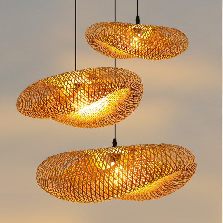 Skanto | Rattanvevd Bambus - Pendellampe - Led - Lys