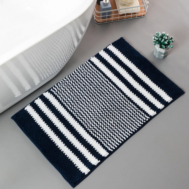 Skanto | Pebble-Knit Stripete Chenille Badmatte