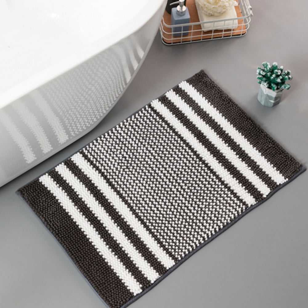Skanto | Pebble-Knit Stripete Chenille Badmatte