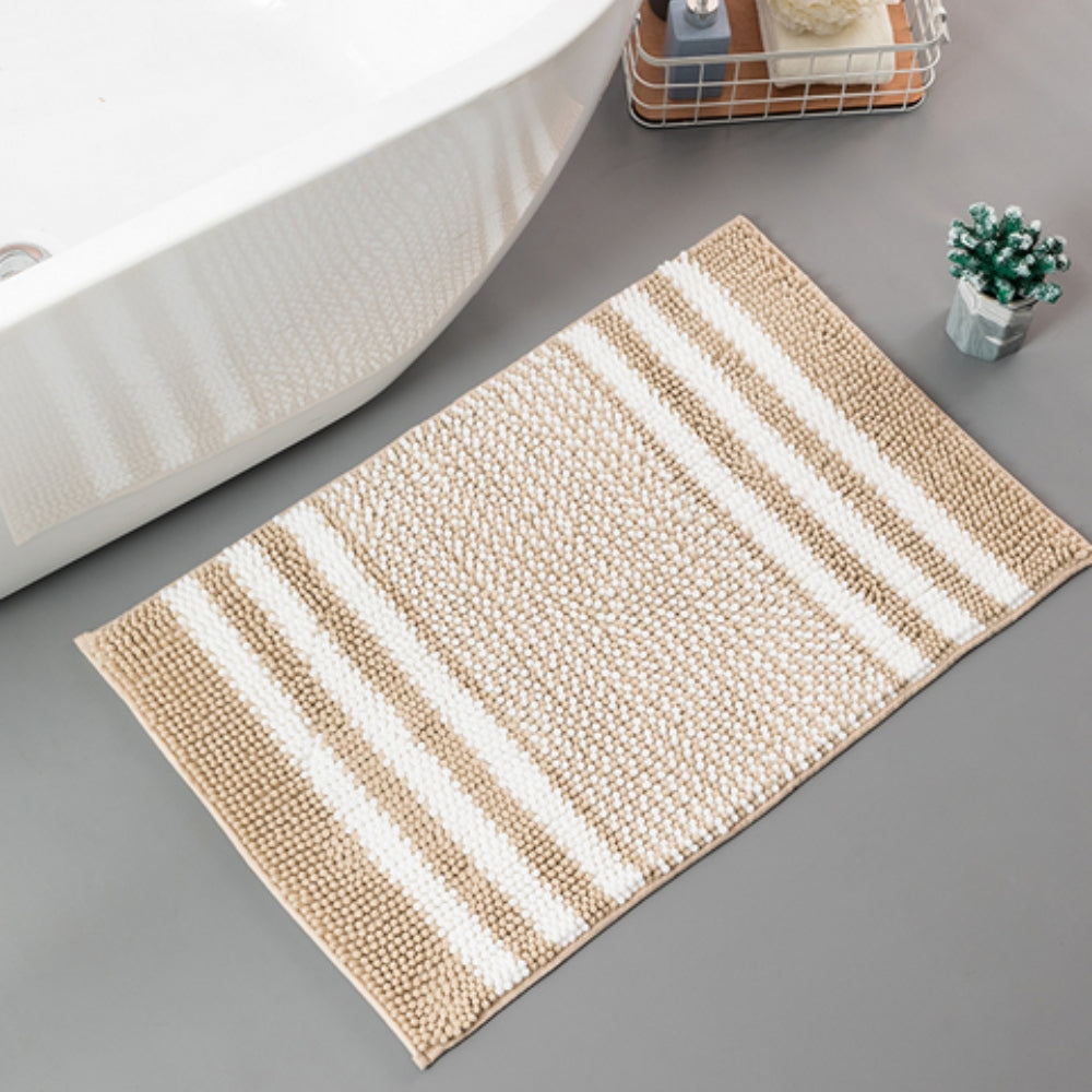 Skanto | Pebble-Knit Stripete Chenille Badmatte