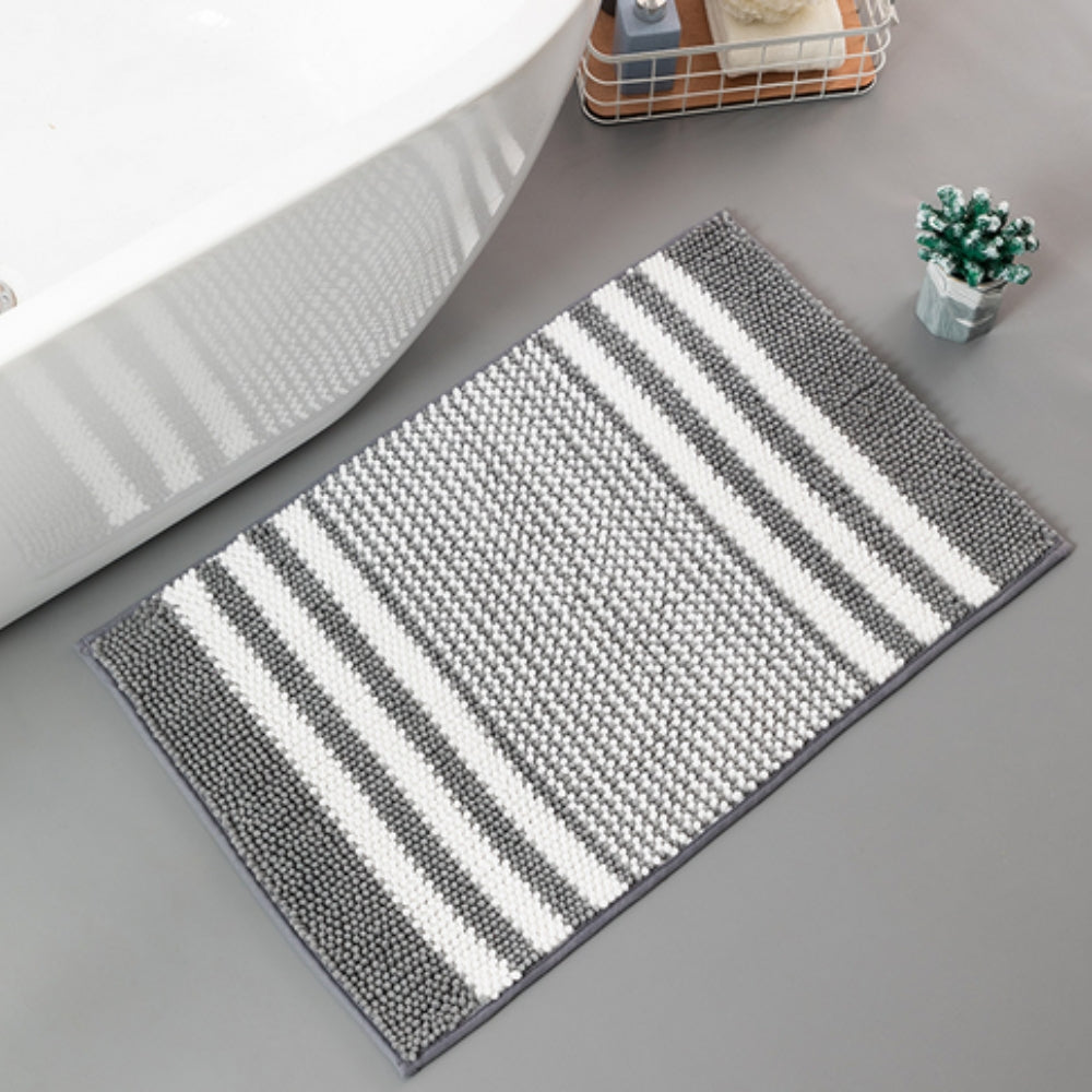 Skanto | Pebble-Knit Stripete Chenille Badmatte