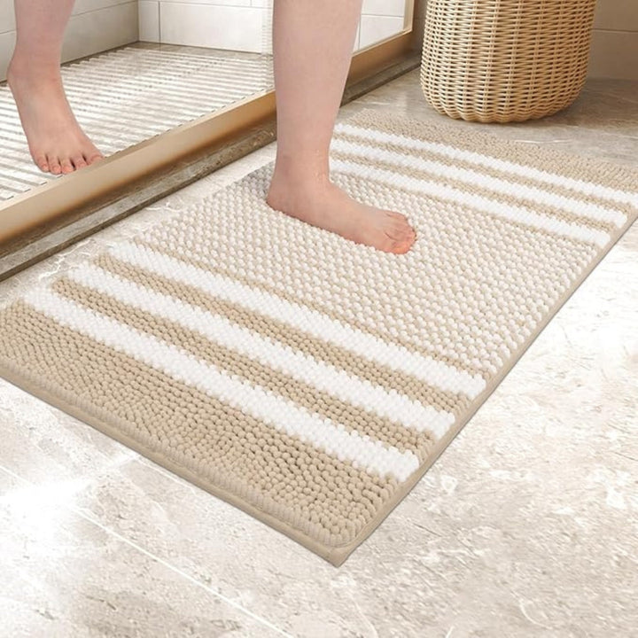 Skanto | Pebble-Knit Stripete Chenille Badmatte