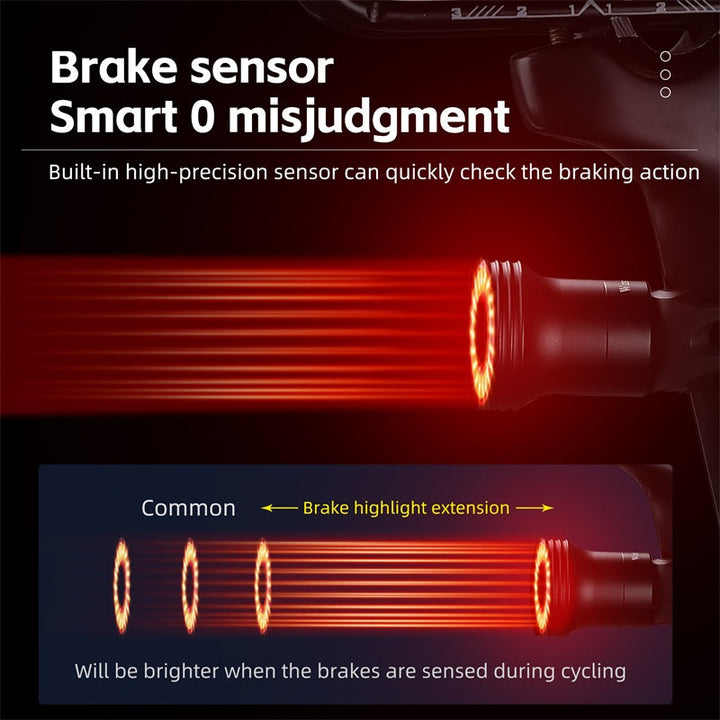 Skanto | Slank sykkel baklykt med automatisk bremsesensor og lysdeteksjon