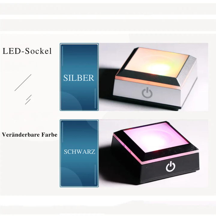 Personlig krystallkule med kjæledyrbilde & LED-base Skanto